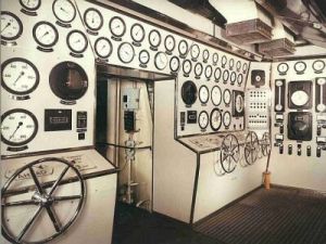 Engine console aboard SS Oriana